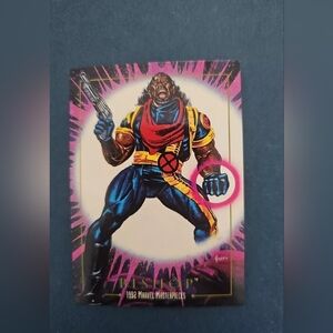 (3) 1992 Marvel Masterpieces, Bishop, Beast and Storm trading cards.